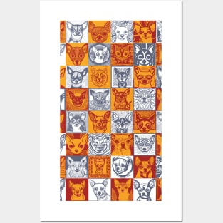 Hawaiian Tribal and other styles Chihuahua Face Check Checker Pattern Posters and Art